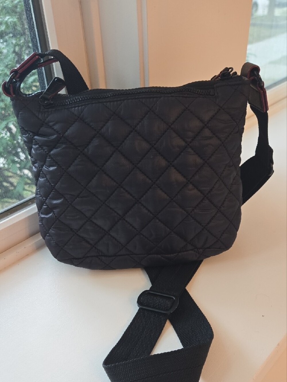 MZ Wallace Metro Scout Quilted Nylon Crossbody Bag in Black - Picture 7 of 10